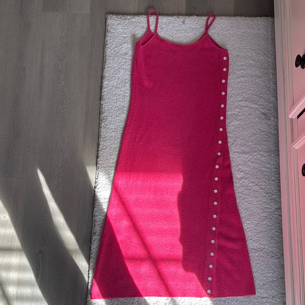 Aqua Pink Sleeveless Sheath Midi Dress Casual